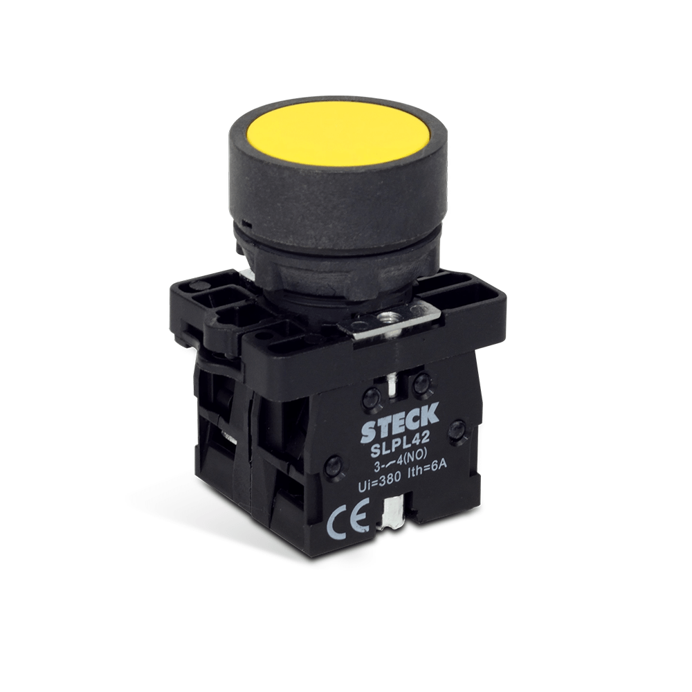 Botão Plástico A Impulsão 22mm Amarelo