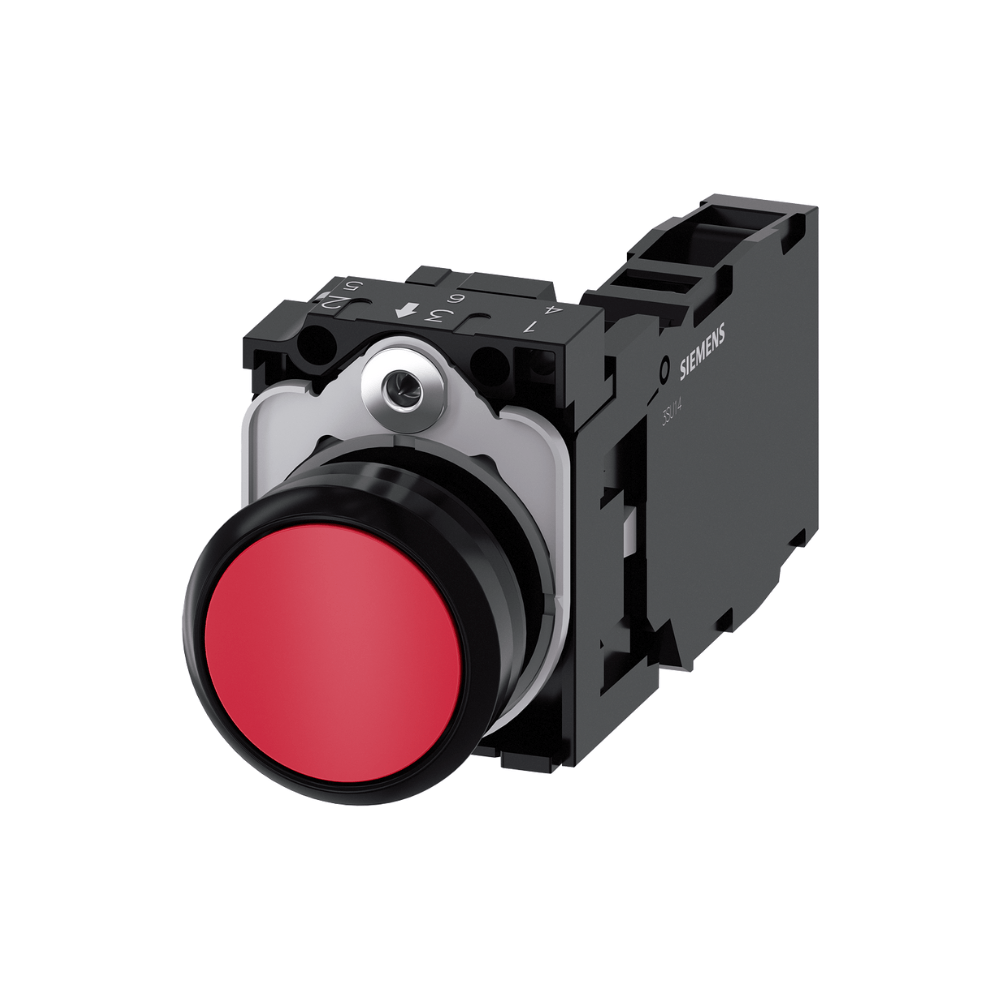 BOTAO PLASTICO 22MM VERMELHO COM SUPORTE 1NA+1NF